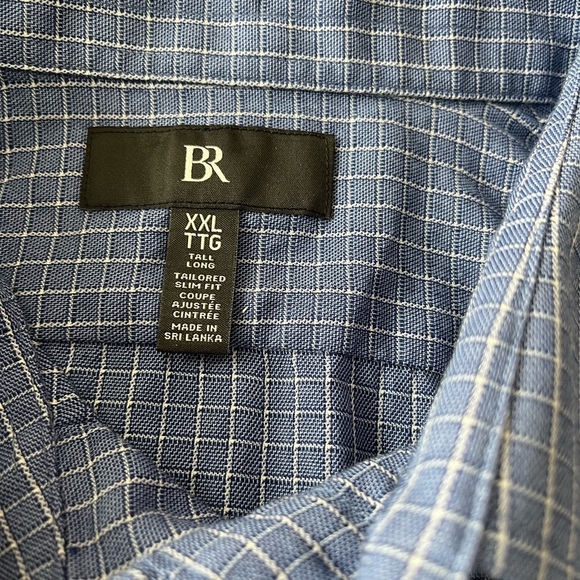 [XXL]Banana Republic Blue Check TAILORED SLIM COTTON-CASHMERE DRESS SHIRT - Picture 4 of 8